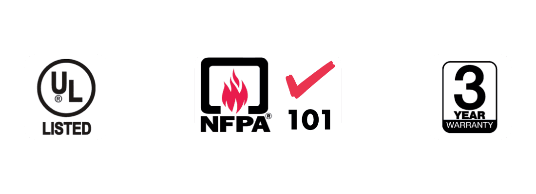 Certifitied by UL, NFPA. 3 Year Warranty.